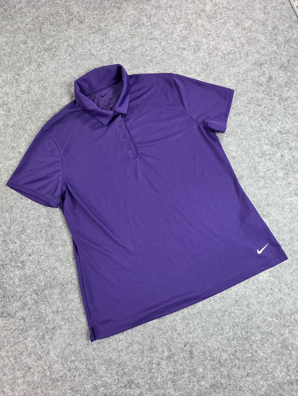 Nike Women's L Dri-Fit Stretch Purple Short-Sleeve Golf Polo Activewear
